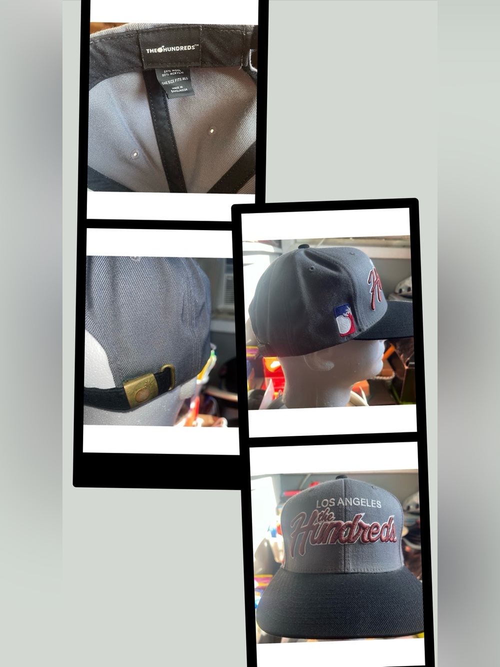 The Hundreds Los Angeles Cap Adjustable Retro Black & Grey Adam Bomb Raider Hat